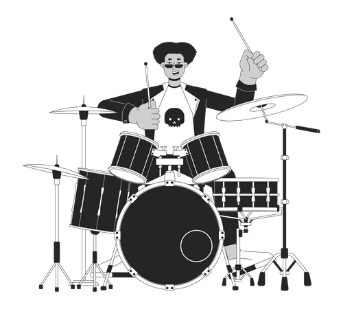 Drummer rock and roll  Illustration