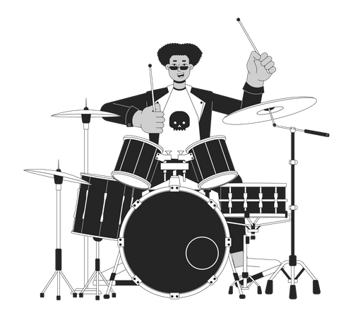 Drummer rock and roll  Illustration