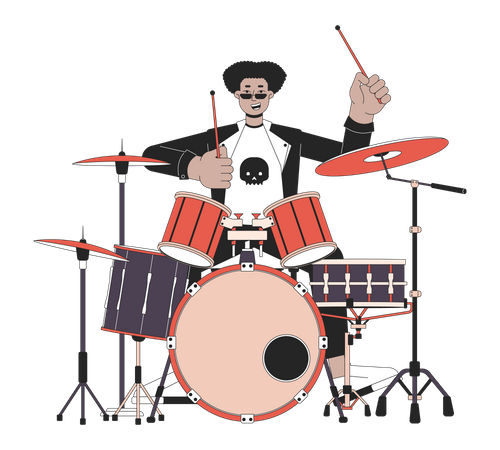 Drummer rock and roll  Illustration