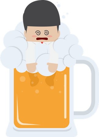 Drunk businessman in beer mug Illustration