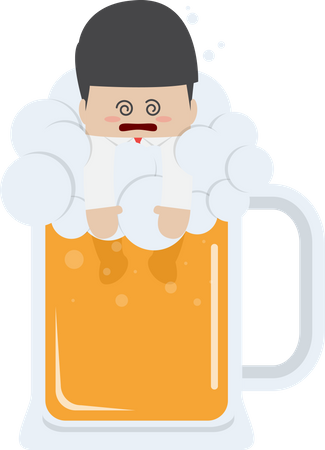 Drunk businessman in beer mug  Illustration