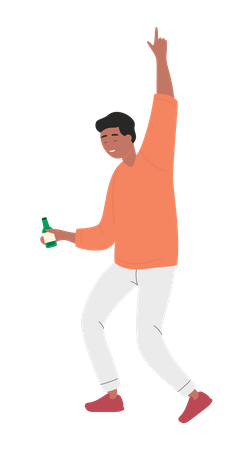 Drunk Man Dancing  Illustration