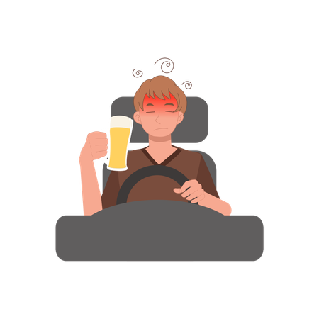 Drunk Man Driving Car  Illustration