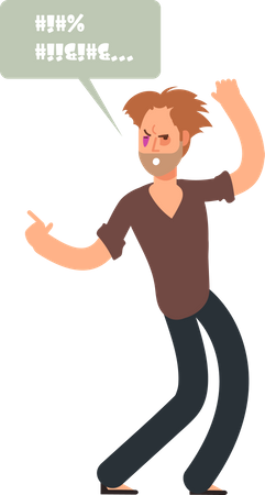 Drunk man screaming bad words  Illustration