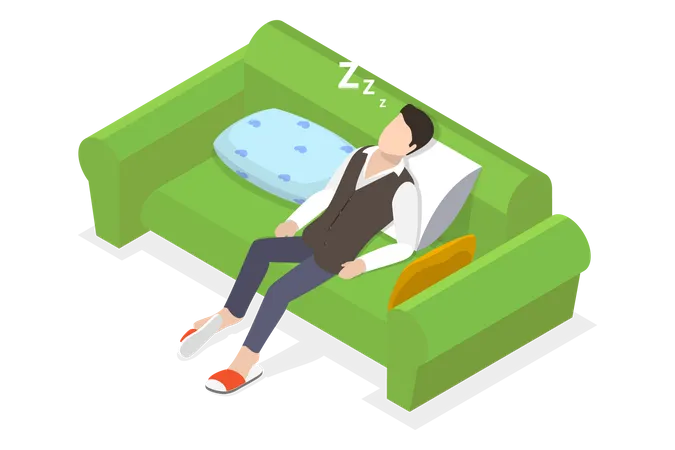 Drunk Man Sleeping on couch  Illustration