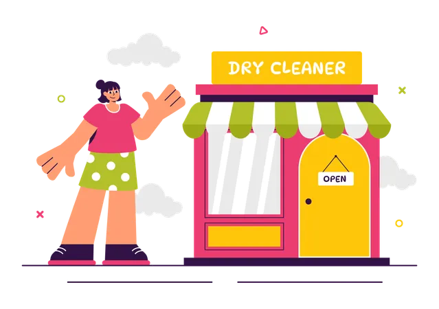 Dry Cleaner Store Service  Illustration