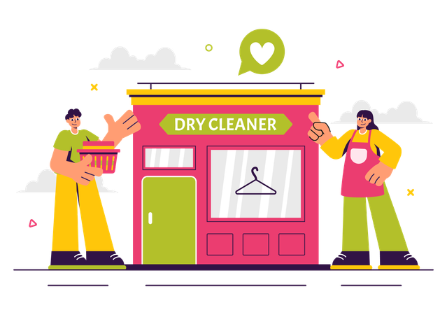 Dry Cleaner Store Service  Illustration