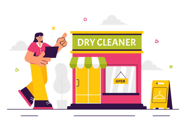 Dry Cleaner Store Service  Illustration