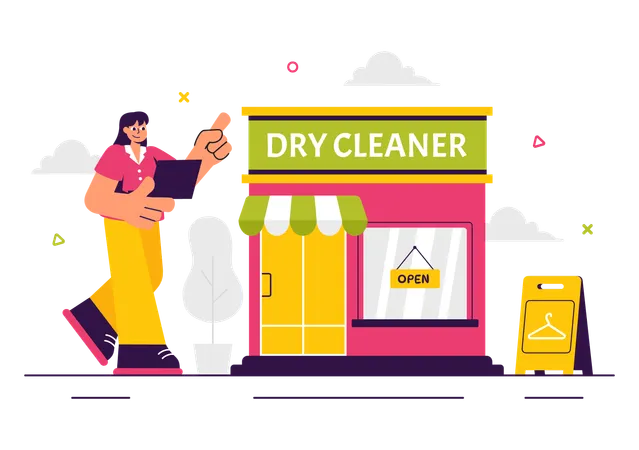 Dry Cleaner Store Service  Illustration