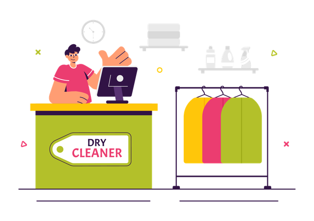 Dry Cleaner Store Service  Illustration