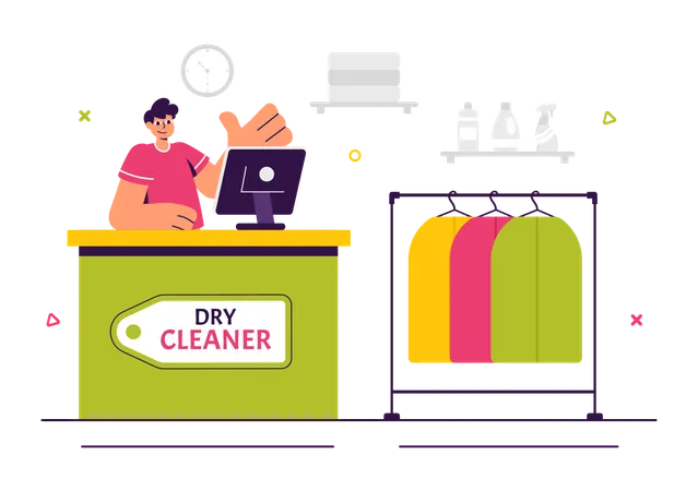 Dry Cleaner Store Service  Illustration