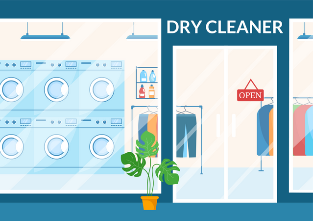 Dry Cleaning shop Illustration