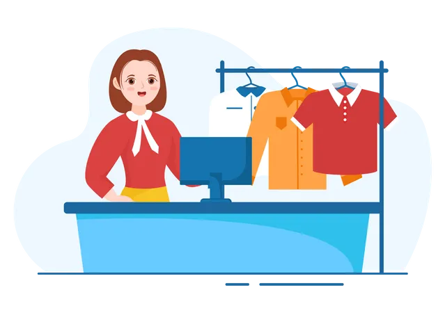 Dry Cleaning Store  Illustration