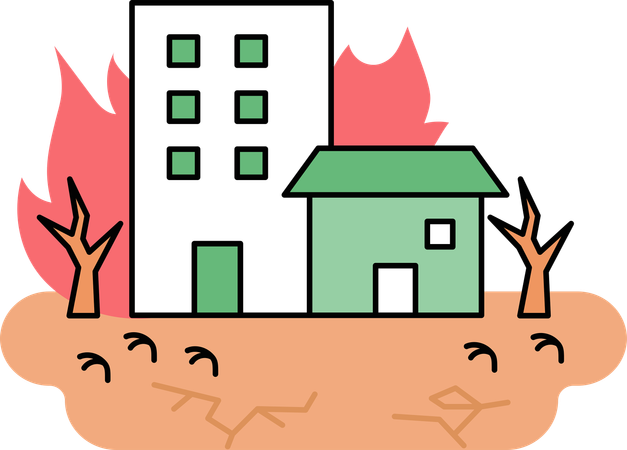 Dry soil creating forest fires  Illustration