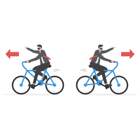 Duas bicicletas estão se movendo na direção oposta  Ilustração