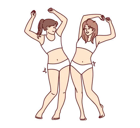 Duas garotas em roupas de praia  Ilustração