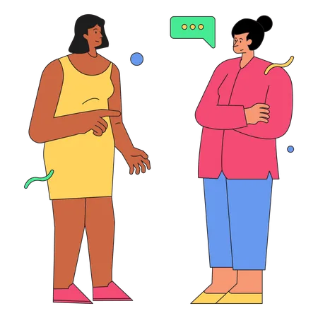 Duas garotas conversando uma com a outra  Ilustração