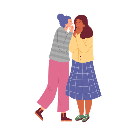 Duas garotas espalhando boatos  Ilustração