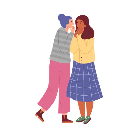 Duas garotas espalhando boatos  Ilustração