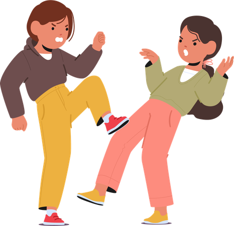 Duas garotas trocando palavras acaloradas  Ilustração