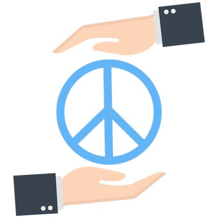 Duas mãos segurando um símbolo de paz  Ilustração