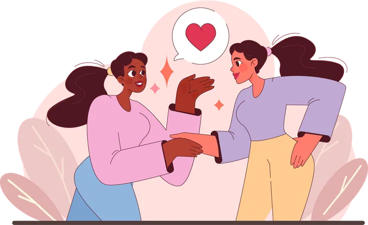 Duas mulheres diversas compartilham momento de apoio mútuo  Ilustração