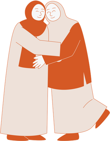 Duas mulheres muçulmanas se abraçando vol 2  Ilustração