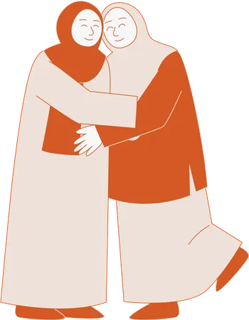 Duas mulheres muçulmanas se abraçando vol 2  Ilustração