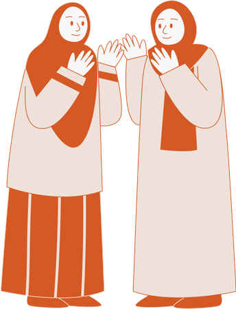 Duas mulheres muçulmanas se perdoam  Ilustração