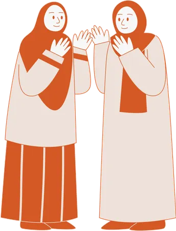 Duas mulheres muçulmanas se perdoam  Ilustração