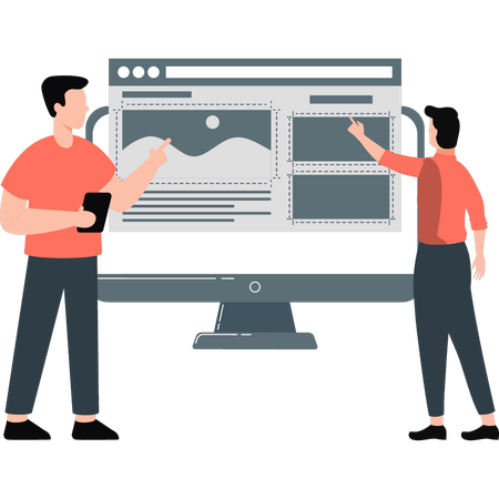 Duas pessoas discutindo e apontando no gráfico  Illustration