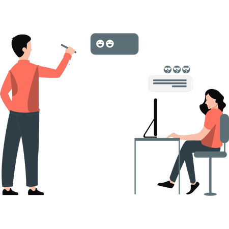 Duas pessoas enviando emojis uma para a outra  Illustration