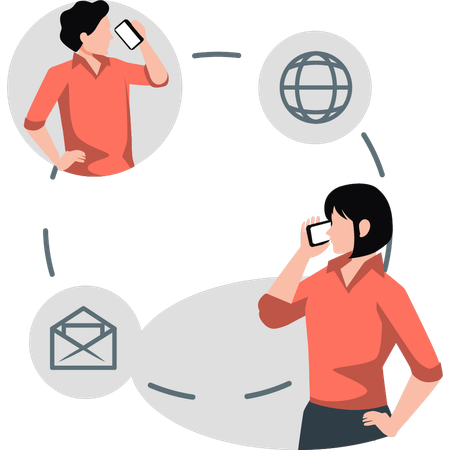 Duas pessoas usando comunicação mundial  Illustration