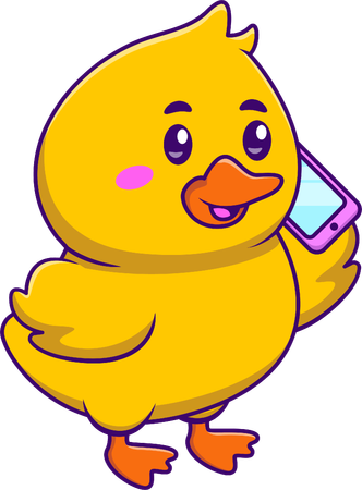 Duck Hanging Phone Call  Illustration