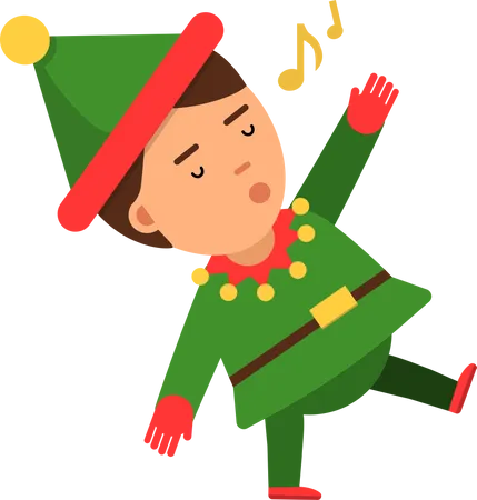 Duende de natal cantando  Ilustração