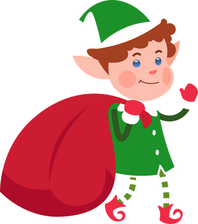 Duende de natal com presente  Ilustração