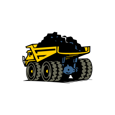 Dump truck with coal  Illustration