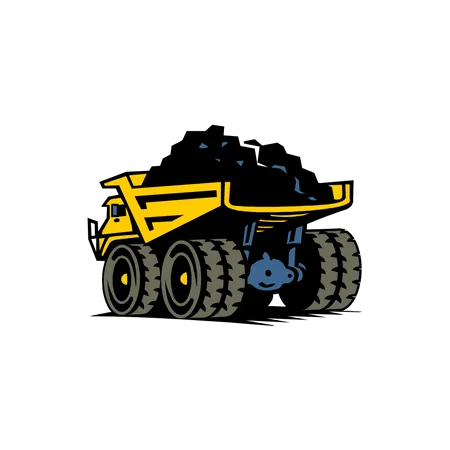 Dump truck with coal  Illustration