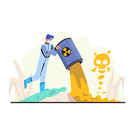 Dumping nuclear waste on land  Illustration