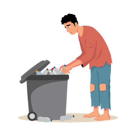 Dumpster Scavenger searching garbage  Illustration
