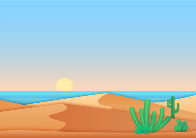 Dunas de areia do deserto  Ilustração