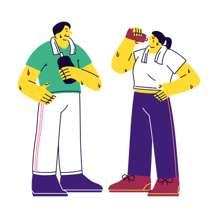 Duo Holding Drink Bottle  Illustration