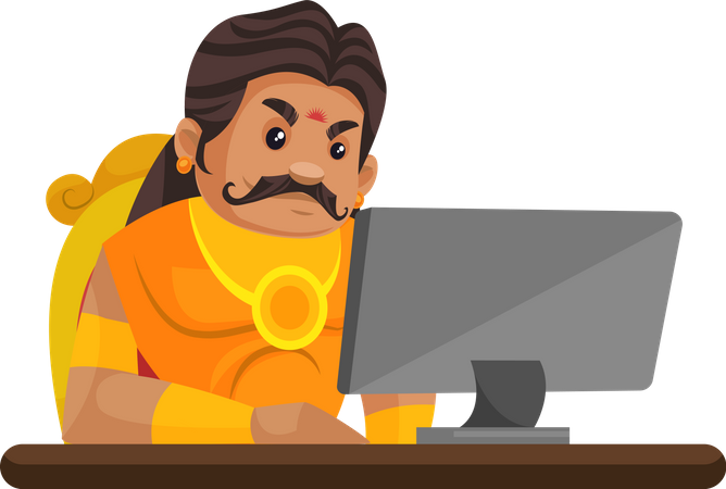 Duryodhana arbeitet am Laptop  Illustration