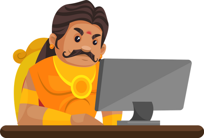 Duryodhana working on laptop Illustration