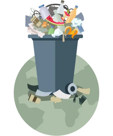 Dustbin full of garbage Illustration