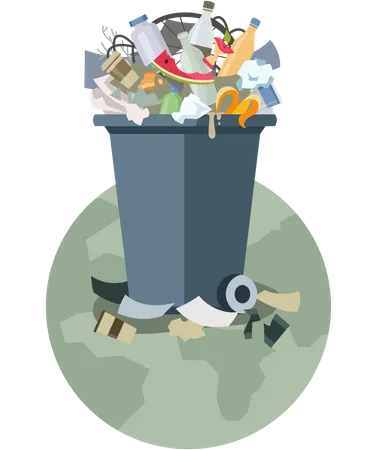 Dustbin full of garbage  Illustration