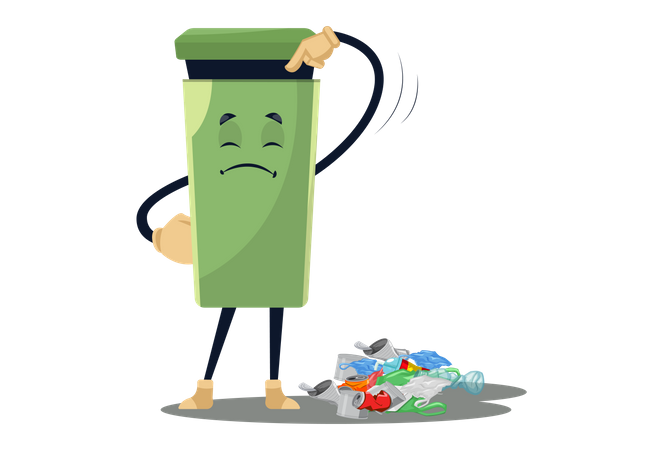 Dustbin is sad and saying put all dust in me Illustration