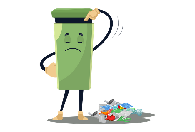 Dustbin is sad and saying put all dust in me  Illustration