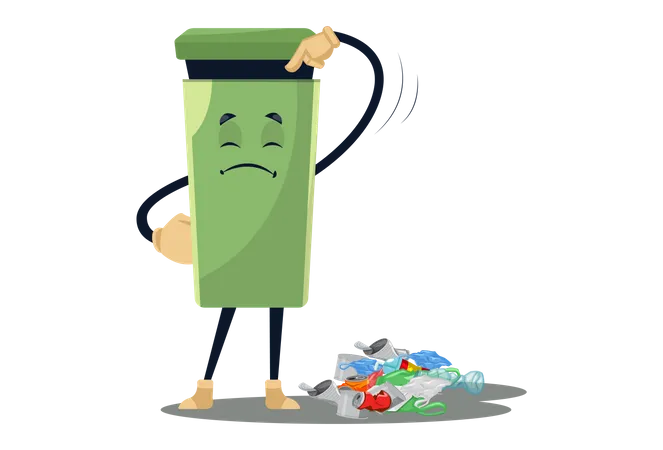 Dustbin is sad and saying put all dust in me  Illustration