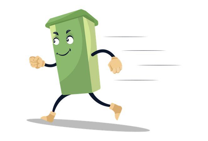 Dustbin running fast  Illustration